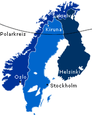 Karte von Skandinavien.
